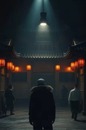 《雾港旧事》修复版封面：雨夜码头上的一盏旧路灯与停泊的渔船